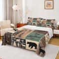 thumbnail image 1 of Homewish Moose Bear Deer Full Size Sheets, Vintage Brown Green Buffalo Bed Sheets, Western Countryside Sheet Sets, Breathable Home Decor, 4pcs, 1 of 7