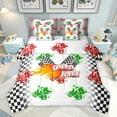 thumbnail image 1 of Homewish Motorcycle Speed Race Bedding Comforter Set 7pcs for Female Men Women,Geometric Plaid Grid Queen Bedding Sets Super Cozy,Extreme Sport Queen Sheet Sets,Luxury Bedroom Decor,Reversible, 1 of 7