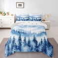 thumbnail image 1 of Homewish Mountain Jungle 3 Pieces Queen Comforter Set for Female Men Women,Happy Winter Snowflakes Ultra Soft Bedding Sets,Natural Scenery Bedding Comforter Set Breathable,Super Cozy Room Decor, 1 of 8