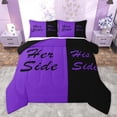 thumbnail image 1 of Homewish Mr and Mrs Queen Comforter Set, Black Purple Couples Print Bedding Sets, Romantic Valentines Day Reversible Bedding Comforter Set, Lightweight Room Decor, 3-Piece, 1 of 8