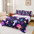 thumbnail image 1 of Homewish Multicolor Mushroom Queen Sheet Sets,Rustic Planet Flat Sheet,Purple Pink Black Queen Fitted Sheet For Girls Kids,Super Cozy Room Decor,4 Pieces, 1 of 7