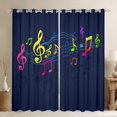 thumbnail image 1 of Homewish Music Theme Curtains Pack of 2 (42x84 Each),Colorful Musical Meldoy Curtains Blackout,Deep Blue Bedroom Curtains For Kids,Super Cozy Room Decor, 1 of 6