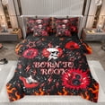 thumbnail image 1 of Homewish Musical Guitar 7-Piece Twin Bedding Sets for Female Men Teens,Gothic Skull Bedding Comforter Set,Hippie Music Theme Breathable Sheet Sets,Lightweight Room Decor,Reversible, 1 of 8
