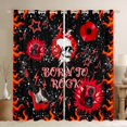thumbnail image 1 of Homewish Musical Guitar Black Out Curtains for Female Men Teens,Gothic Skull Curtains Pack of 2 (42x63 Each),Hippie Music Theme Bedroom Curtains,Lightweight Room Decor, 1 of 6