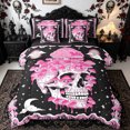 thumbnail image 1 of Homewish Mystic Mushroom Skull Queen Bedding for Adults, Psychedelic Gothic Moon Star Bedding Comforter Set Queen, Black Reversible, 7 Pieces, 1 of 7
