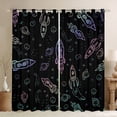 thumbnail image 1 of Homewish Mystic Outer Space Blackout Curtains Set of 2 (52x84 Each), Cartoon Rocket Planet Window Curtains, Teens Kids Boys Girls Curtains and Drapes, Blackout Curtains Home Decor, 1 of 6
