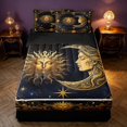 thumbnail image 1 of Homewish Mystic Sun Moon Zipper Twin Comforter Sets with Fitted Sheet and 2 Pillowcases, Cosmos Stars Zipper Bedding Set, Gold Dark Blue, Black Reversible, 1 of 7