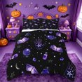 thumbnail image 1 of Homewish Mystic Witch Halloween Full Size Comforter Sets,Palm Crystal Spell Book Pattern Bedding Comforter Set,Black Violet,Black Reversible,3 Pieces,1 Comforter and 2 Pillowcases, 1 of 7