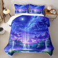 thumbnail image 1 of Homewish Natural Scene Bed Spread Queen, Dreaming Blue Purple Queen Coverlet Set, 3 Pieces 1 Quilt and 2 Pillowcases, 1 of 7