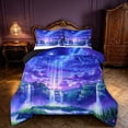 thumbnail image 1 of Homewish Natural Scene Full Size Comforter Sets, Dreaming Blue Purple Bedding Comforter Set, Black Reversible 3 Pieces, 1 Comforter and 2 Pillowcases, 1 of 6