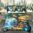 thumbnail image 1 of Homewish Natural Scenery 7pcs Bedding Comforter Set,Neon Dreamy Butterfly Queen Bedding Sets,Blue Green Gold Queen Sheet Sets For Girls Kids,Luxury Bedroom Decor Reversible, 1 of 8