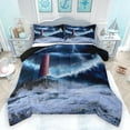 thumbnail image 1 of Homewish Nautical Tsunami Lightning Full Size Comforter Sets, Ocean Marine Lighthouse Bedding Comforter Set, Natural Disaster Reversible Bedding Sets, Ultra Soft Bedroom Decor, 3 Pieces, 1 of 8