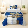 thumbnail image 1 of Homewish Navy Abstract Stripes Twin Comforter Sets,Geometric Artwork Bedding Set,Light Gray Reversible,2pcs,1 Comforter and 1 Pillowcase, 1 of 7