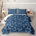 thumbnail image 1 of Homewish Navy Dog Paw Bone Twin Quilt Set,Cartoon Pet Themed Twin Coverlet Set,2pcs, 1 of 7