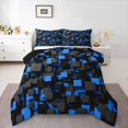 thumbnail image 1 of Homewish Navy Futuristic Cubes Full Size Comforter Sets,Contemporary Artwork Bedding Comforter Set,Black Reversible,3pcs,1 Comforter and 2 Pillowcases, 1 of 7