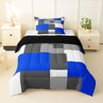 thumbnail image 1 of Homewish Navy Grid Patchwork Twin Comforter Sets,Modern Aesthetic Bedding Set,Black Reversible,2-Piece,1 Comforter and 1 Pillowcase, 1 of 7