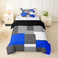 thumbnail image 1 of Homewish Navy Grid Patchwork Twin Duvet Cover,Modern Aesthetic Twin Bedding,Black Reversible,2-Piece,1 Duvet Cover and 1 Pillowcase, 1 of 6