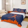 thumbnail image 1 of Homewish Navy Orange Baseball Bed Sheets for Teens, Vintage American Sports King Sheets, Cartoon City Print Sheet Set, Super Cozy Room Decor, 4 Pieces, 1 of 7