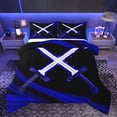 thumbnail image 1 of Homewish Neon Blue Lightsaber Bedding Comforter Set, Futuristic Stripes Twin Comforter Sets, Teens Kids Boys Girls Reversible Bedding Set, Super Cozy Room Decor, 2-Piece, 1 of 8