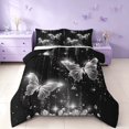 thumbnail image 1 of Homewish Neon Butterfly Queen Comforter Set for Girls, Glowing Stars Comforter Sets Queen, Black White, Black Reversible, 3 Pieces 1 Comforter and 2 Pillowcases, 1 of 6