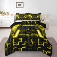 thumbnail image 1 of Homewish Neon Gaming Controller Full Size Comforter Sets,Futuristic Cubes Bedding Comforter Set,Black Yellow,Black Reversible,3pcs,1 Comforter and 2 Pillowcases, 1 of 7