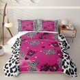 thumbnail image 1 of Homewish Neon Pink Skull Twin Quilt Set,Leopard Print Twin Coverlet Set,Halloween Duvet,2pcs, 1 of 7