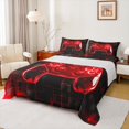 thumbnail image 1 of Homewish Neon Red Gamepad Twin Sheet Sets for Teens, Futuristic Checkered Honeycomb Twin Fitted Sheet, Game Console Flat Sheet, Breathable Home Decor, 3 Pieces, 1 of 7