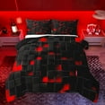thumbnail image 1 of Homewish Neon Red Rectangle Bedding Comforter Set for Adult, Chic Abstract Ombre Twin Comforter Sets, Modern Honeycomb Reversible Bedding Set, Breathable Home Decor, 2pcs, 1 of 9