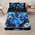thumbnail image 1 of Homewish Neon Sea Turtle Zipper Twin Comforter Sets with Fitted Sheet and 2 Pillowcases, Black Blue Flower Zipper Bedding Set, Black Reversible, 4-Piece, 1 of 6