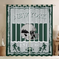 Homewish New York City Black Out Curtains,American Ball Sport Sport Curtains Pack of 2 (42x63 Each),Gray Rugby Helmet Bedroom Curtains For Boys,Super Cozy Room Decor