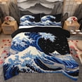 thumbnail image 1 of Homewish Ocaen Sea Wave Queen Comforter Set,Natural Scenery Bedding Sets,Japanese Ukiyo-E Bedding Comforter Set For Teens,Luxury Bedroom Decor Reversible,3pcs, 1 of 8