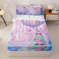 thumbnail image 1 of Homewish Ocean Mermaid Kid Zipper Twin Comforter Sets with Fitted Sheet and 2 Pillowcases, Dreamy Princess Castle Zipper Bedding Set, Stars Reversible, 4pcs, 1 of 6