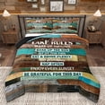 thumbnail image 1 of Homewish Old Barn Door Queen Comforter Set, Brown Teal Farmhouse Bedding Sets, Western Rustic Theme Reversible Bedding Comforter Set, Ultra Soft Bedroom Decor, 3-Piece, 1 of 8