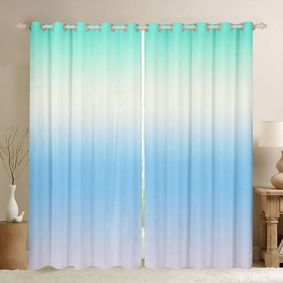 Homewish Ombre Tie Dye Blackout Curtains Set of 2 (52x84 Each) For Children Kids Teens,Abstract Gradient Watercolor Window Curtains,Teal Blue Curtains and Drapes,Ultra Soft Home Decor