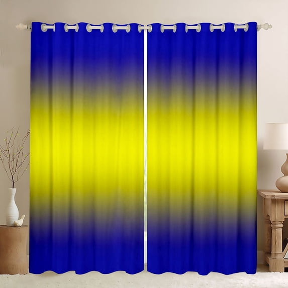 Homewish Ombre Tie Dye Curtains Pack of 2 (42x84 Each) For Children Kids Teens,Abstract Gradient Watercolor Curtains Blackout,Blue Yellow Bedroom Curtains,Ultra Soft Home Decor