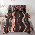 thumbnail image 1 of Homewish Ombre Wavy Line 7-Piece Twin Bedding,Contemporary Aesthetic Bedding Comforter Set,Orange,Black Reversible, 1 of 8