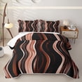 thumbnail image 1 of Homewish Ombre Wavy Line Bed Spread Queen,Contemporary Aesthetic Queen Coverlet Set,Orange,3 Pieces, 1 of 7