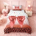 thumbnail image 1 of Homewish Orange Bow Twin Duvet Cover for Girls, Cute Leopard Print Twin Bedding, Polka Dots Reversible, 2 Pieces 1 Duvet Cover and 1 Pillowcase, 1 of 5