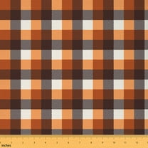 Homewish Orange Buffalo Patchwork Fabric by the Yard 1 Yard, Chic Fashion Plaid Room Decor Fabric by the Yard, Teens Kids Child Adult Sewing Fabric, Breathable Home Decor