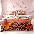 thumbnail image 1 of Homewish Orange Butterfly Leopard Print Duvet Cover Queen, Animal Queen Bedding, Polka Dots Reversible, 3 Piece 1 Duvet Cover and 2 Pillowcases, 1 of 6