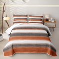 thumbnail image 1 of Homewish Orange Geometric Stripes Quilt Full,Contemporary Artwork Full Bedspread Sets,3-Piece, 1 of 7