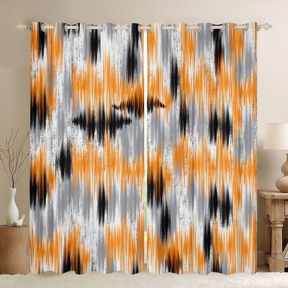 Homewish Orange Gray Tie Dye Blackout Curtains Set of 2 (52x84 Each),Abstract Artwork Curtain