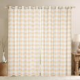 thumbnail image 1 of Homewish Orange Plaid Black Out Curtains, Geometric Buffalo Grid Curtains Pack of 2 (42x63 Each), Cute Checkered Bedroom Curtains, Luxury Room Decor, 1 of 6
