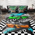 thumbnail image 1 of Homewish Orange Racing Car 7-Piece Bedding Comforter Set,Abstract Gray Graffiti King Bedding Sets,Speed Competition Bed Sheets For Boys Kids,Ultra Soft Home Decor Reversible, 1 of 8