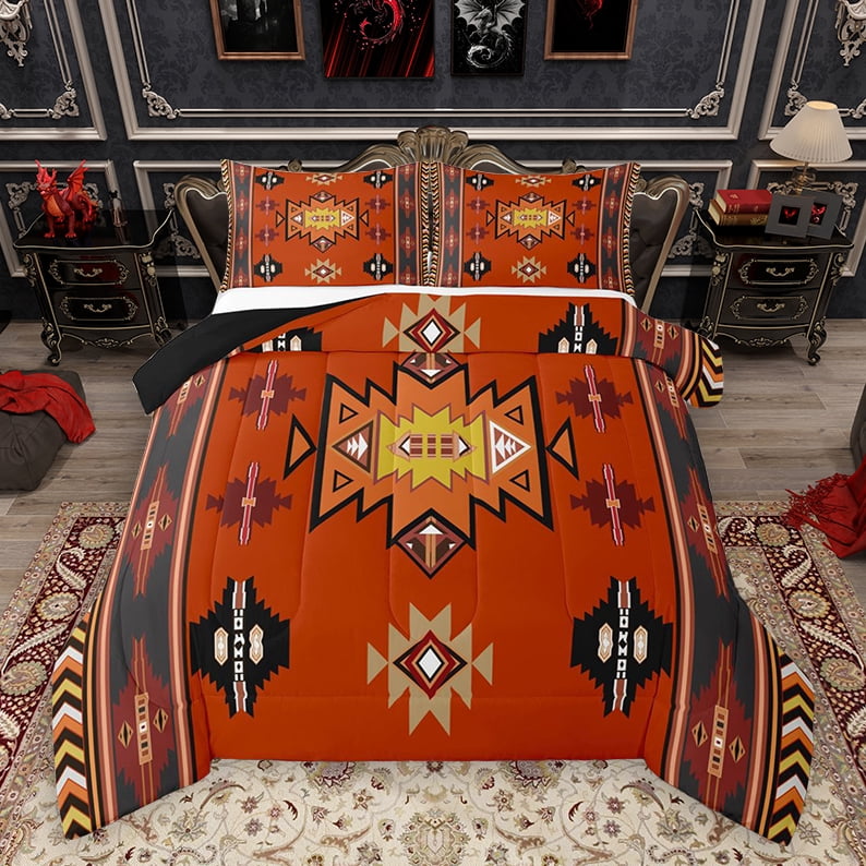 Homewish Orange Tribal Aztec Full Size Comforter Sets for Adult ...
