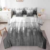 Homewish Painting Graffiti 7-Piece Twin Bedding Sets,Minimalist Stripes Lines Bedding Comforter Set,Gray White Sheet Sets For Girl Boys,Super Cozy Room Decor Reversible