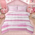 thumbnail image 1 of Homewish Painting Graffiti Bedding Comforter Set,Minimalist Stripes Lines Twin Comforter Sets,Pink White Bedding Set For Girl Boys,Super Cozy Room Decor Reversible,2pcs, 1 of 8