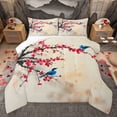 thumbnail image 1 of Homewish Painting Peach Blossom Full Size Comforter Sets,Cute Bird Bedding Comforter Set,Red Brown Blue Bedding Sets For Girls Teens,Luxury Bedroom Decor Reversible,3pcs, 1 of 8