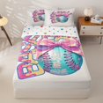 thumbnail image 1 of Homewish Pastel Baseball With Pink Bow Print Zipper Twin Comforter Sets with Fitted Sheet and 2 Pillowcases,Cute Sports Zipper Bedding Set For Kids Girls,Reversible,4 Pieces, 1 of 7