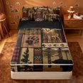 thumbnail image 1 of Homewish Patchwork Cabin Patchwork Zipper Queen Comforter Set with Fitted Sheet and 2 Pillowcases,Rustic Wild Deer Print Zipper Bedding Set For Boys,Black Reversible,4pcs, 1 of 7